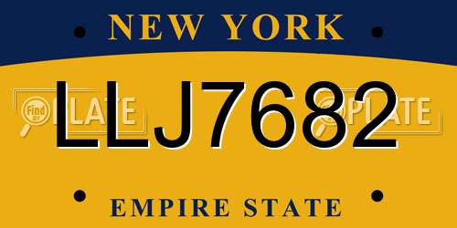 LLJ7682 New York License Plate