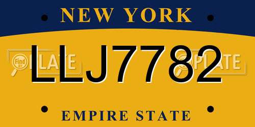 LLJ7782 New York License Plate