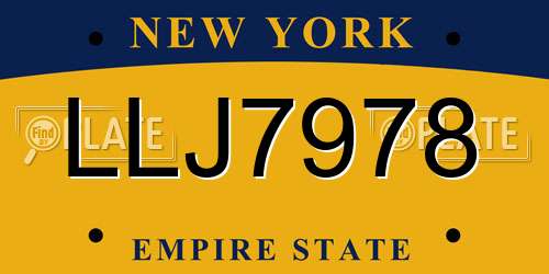 LLJ7978 New York License Plate