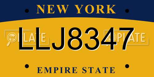 LLJ8347 New York License Plate