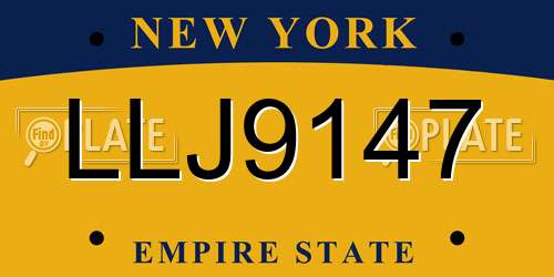 LLJ9147 New York License Plate