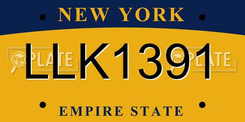 LLK1391 New York License Plate