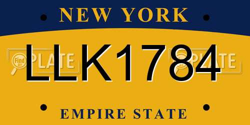 LLK1784 New York License Plate