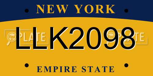 LLK2098 New York License Plate