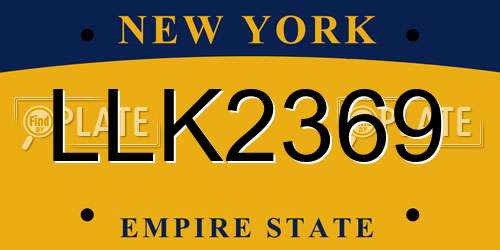 LLK2369 New York License Plate
