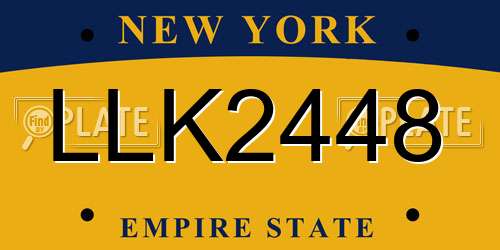 LLK2448 New York License Plate