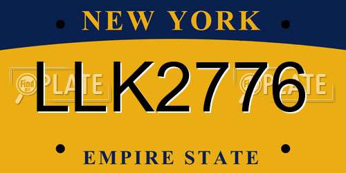 LLK2776 New York License Plate