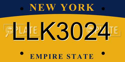 LLK3024 New York License Plate