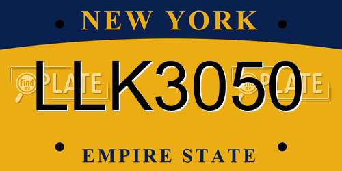 LLK3050 New York License Plate