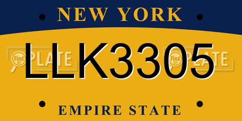 LLK3305 New York License Plate