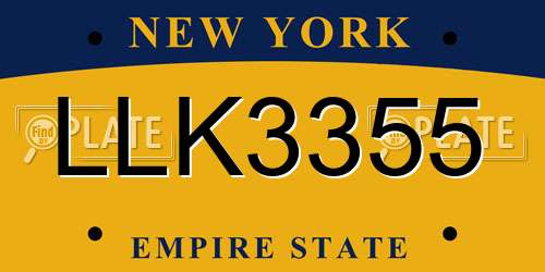 LLK3355 New York License Plate