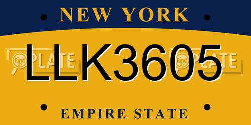 LLK3605 New York License Plate