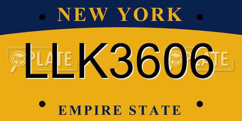 LLK3606 New York License Plate