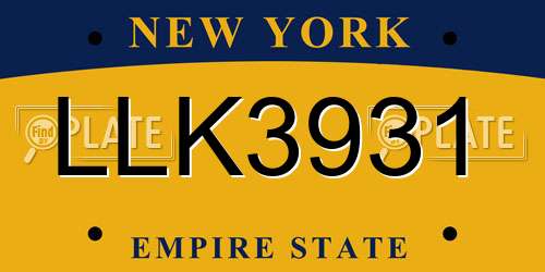 LLK3931 New York License Plate