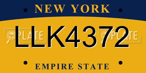 LLK4372 New York License Plate