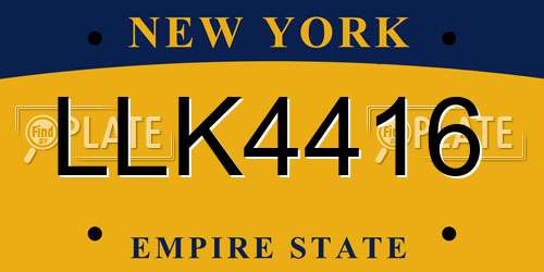 LLK4416 New York License Plate