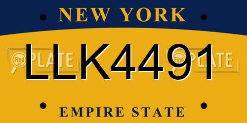 LLK4491 New York License Plate