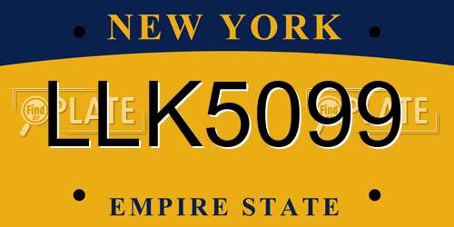 LLK5099 New York License Plate