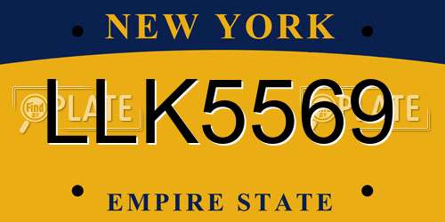 LLK5569 New York License Plate