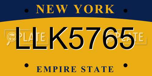 LLK5765 New York License Plate