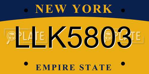 LLK5803 New York License Plate