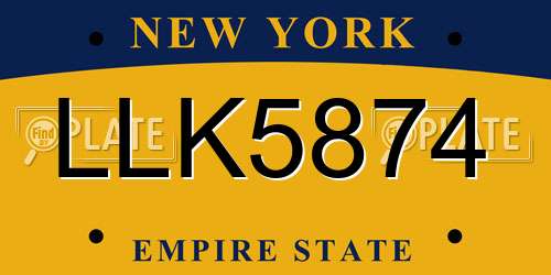 LLK5874 New York License Plate