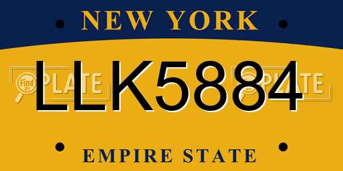 LLK5884 New York License Plate