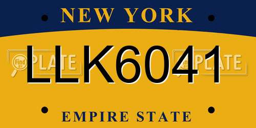 LLK6041 New York License Plate