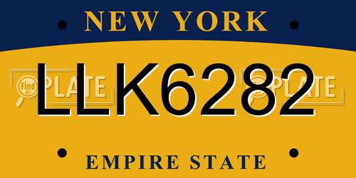 LLK6282 New York License Plate