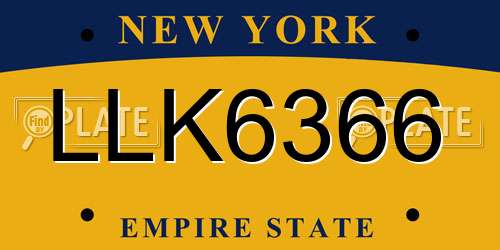 LLK6366 New York License Plate