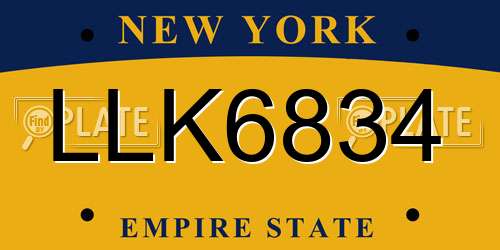 LLK6834 New York License Plate