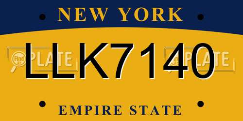 LLK7140 New York License Plate