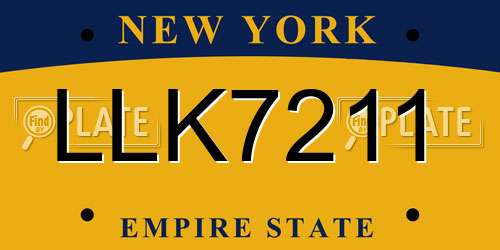 LLK7211 New York License Plate