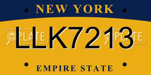 LLK7213 New York License Plate