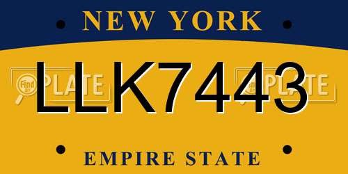LLK7443 New York License Plate