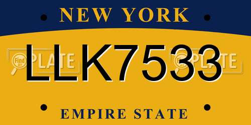 LLK7533 New York License Plate
