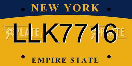 LLK7716 New York License Plate