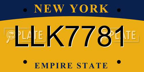 LLK7781 New York License Plate