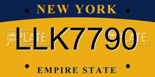 LLK7790 New York License Plate