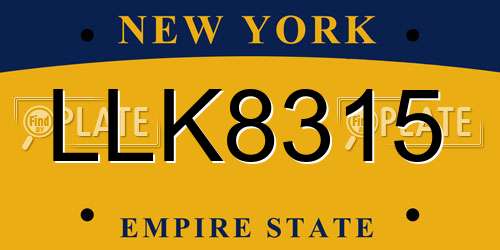 LLK8315 New York License Plate