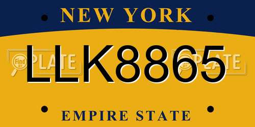 LLK8865 New York License Plate
