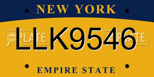 LLK9546 New York License Plate
