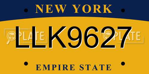 LLK9627 New York License Plate
