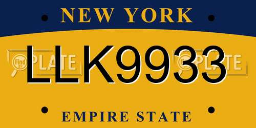 LLK9933 New York License Plate