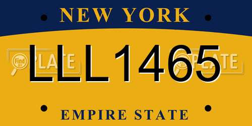 LLL1465 New York License Plate