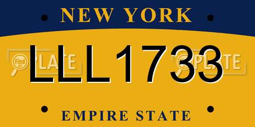LLL1733 New York License Plate