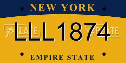 LLL1874 New York License Plate