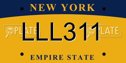 LLL311 New York License Plate