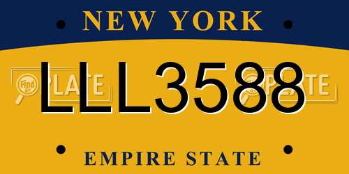 LLL3588 New York License Plate