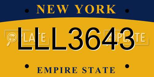 LLL3643 New York License Plate